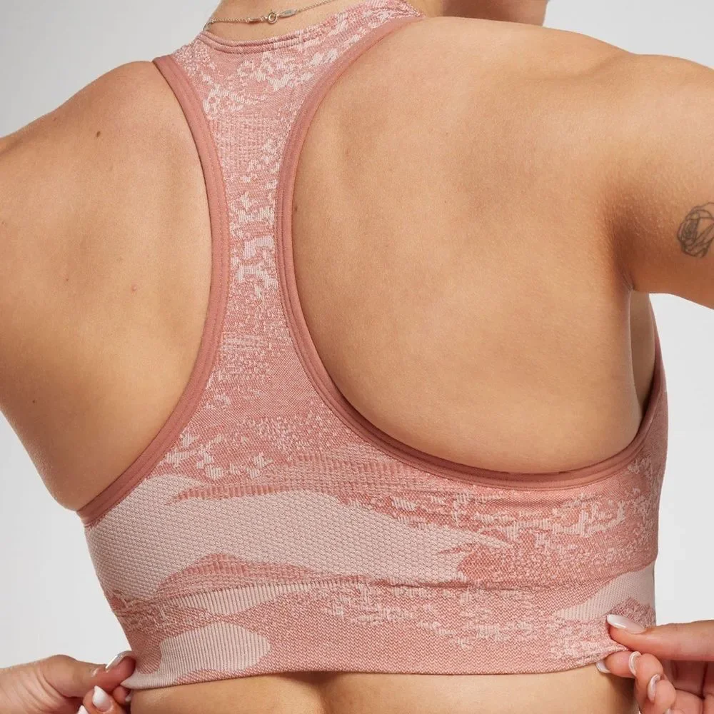 Gymshark ADAPT CAMO SEAMLESS SPORTS BRA MSupport Small Misty Pink-Hazy Pink NWT‎